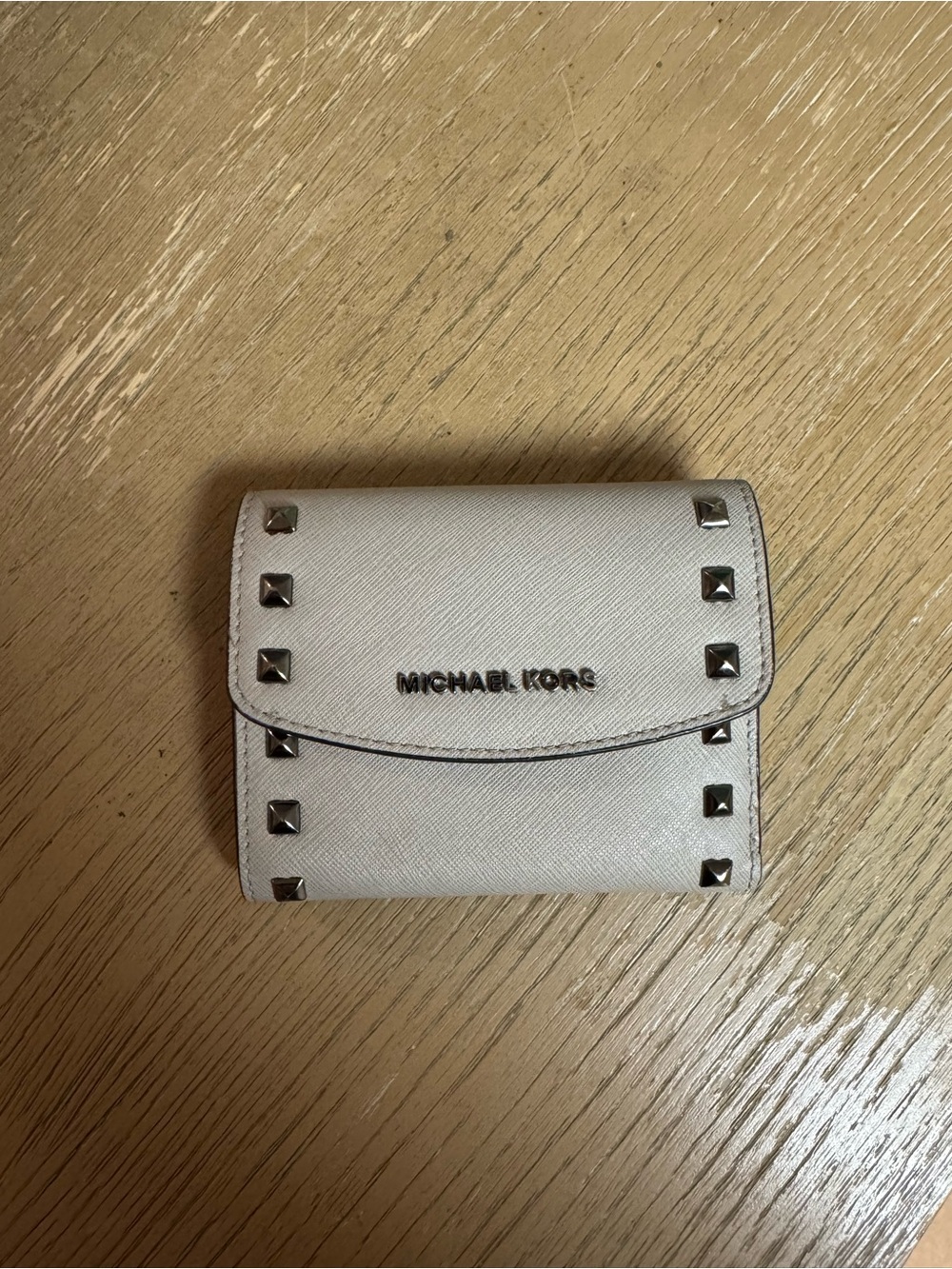 Michael Kors Off-White Leather Studded Card Pouch